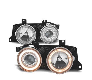 PHARES BMW E34 E32 ANGEL EYES FOND CHROMÉ, Verzenden