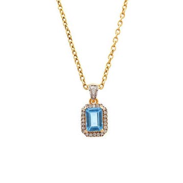 Hanger - 14 karaat Geel goud - 1.42ct. tw. Topaas - Diamant