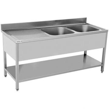 Spoelwerktafel | RVS | Rechts 2 Spoelbakken + Bodemschap |, Verzenden