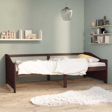 vidaXL Bedbank 3-zits massief grenenhout donkerbruin 90x200, Verzenden