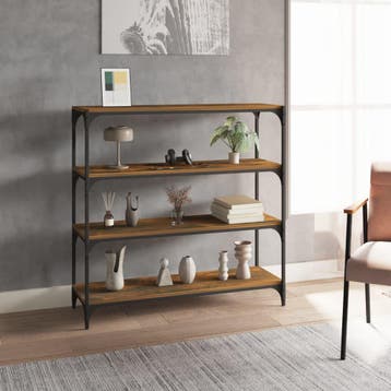vidaXL Boekenkast 100x33x100 cm bewerkt hout en staal, Verzenden
