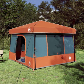 vidaXL Kampeertent Set met dak 2 pcs Grijs en Oranje Tafetta, Verzenden