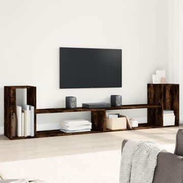 vidaXL Tv-meubelen 2 st 100x30x50 cm bewerkt hout gerookt, Verzenden, Nieuw