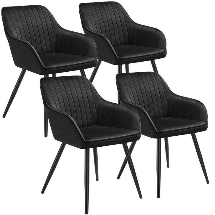 tectake Stoel Marilyn, fluweeloptiek, gestikt - zwart/zwart,, Maison & Meubles, Chaises, Envoi