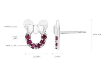 Oorbellen - 14 karaat Witgoud, 14 kt. - 0.72ct. tw. Robijn, Nieuw