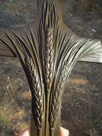 Art Deco Crucifix - Henry MIAULT. Kruis Bronze Art Déco,, Antiek en Kunst