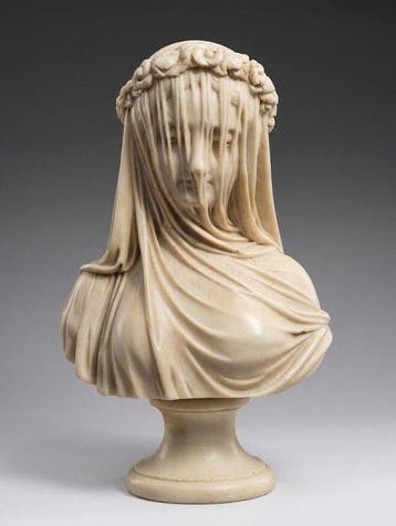 Sculpture, Vergine Velata - 49 cm - Marbre de Carrare