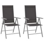 vidaXL Tuinstoelen 2 st inklapbaar textileen zwart, Verzenden