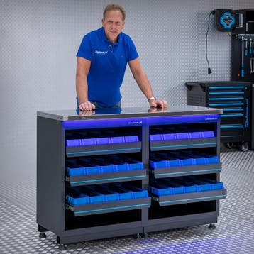 Datona Werkbank PREMIUM RVS werkblad met opbergbakken – 136, Ophalen of Verzenden