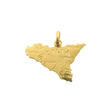 Gouden hanger van het Italiaanse eiland Sicilië, Handtassen en Accessoires, Bedels, Ophalen of Verzenden, Gebruikt, Goud, Overige merken