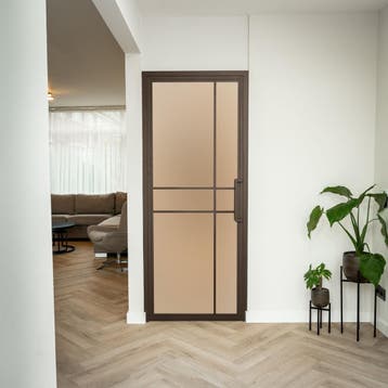 Stalen Binnendeur - Brons - 6 Vlaks - Mat glas - Luxe design, Doe-het-zelf en Bouw, Deuren en Vliegenramen, Minder dan 80 cm, Binnendeur