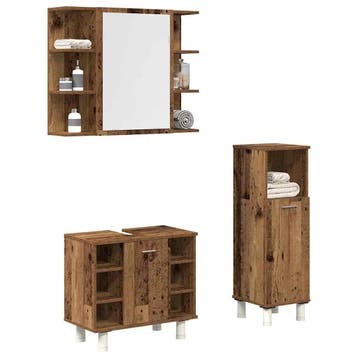 vidaXL 3-delige Badkamermeubelset bewerkt hout oud, Verzenden