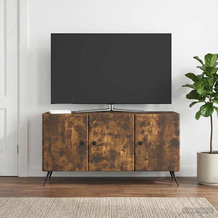 vidaXL TV Kast Gerookt eiken 99 x 34,5 x 50 cm Bewerkt hout, Huis en Inrichting, Kasten |Televisiemeubels, Nieuw, Verzenden
