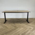 verstelbaar bureau 180x80 cm,  natuur eiken  - zwart, Huis en Inrichting, In hoogte verstelbaar, Gebruikt