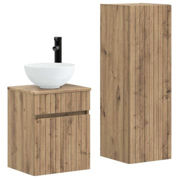 vidaXL Badkamermeubel Set 2 st Artisanaal eiken 33 x 34,5 x, Maison & Meubles, Tables | Coiffeuses, Verzenden