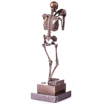 Figuur - Bronzefigur Denker Skelett 32CM - Brons, Marmer