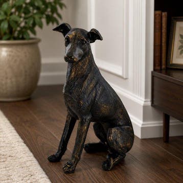 sculptuur, Bronze Finish Greyhound Sculpture – Elegant