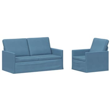 vidaXL bank / zetelstel 2 pcs Blauw Corduroy stof, Verzenden, Nieuw