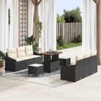 vidaXL Tuinbank Set met kussen met opslag 9 pcs Zwart en, Verzenden, Nieuw