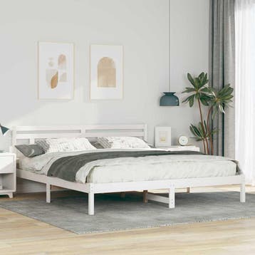 vidaXL Bedframe met hoofdeinde Wit Massief grenenhout, Verzenden, Nieuw