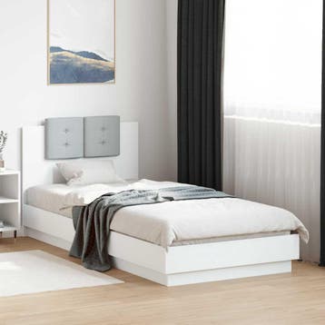 vidaXL Bedframe met hoofdbord en LED-verlichting wit 100x200, Verzenden, Nieuw