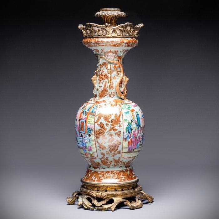 Prachtige en grote antieke Chinese Rose Mandarin-vergulde, Antiek en Kunst, Antiek | Overige Antiek