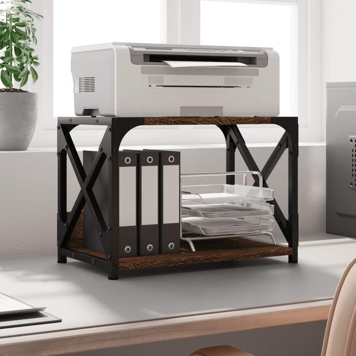 vidaXL Printerstandaard 44x26x31,5 cm bewerkt hout bruin, Computers en Software, Printers, Nieuw, Verzenden