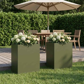 vidaXL Plantenbak 2 st Olijfgroen 40 x 30 x 40 cm, Verzenden