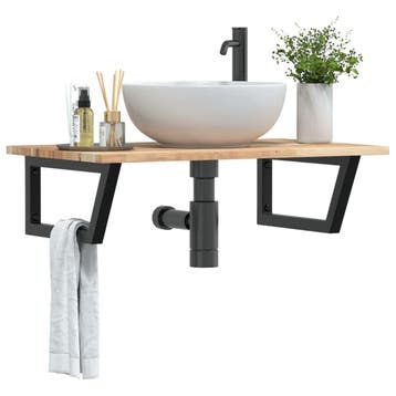 vidaXL Badkamer wandschap staal en massief acaciahout, Verzenden, Nieuw