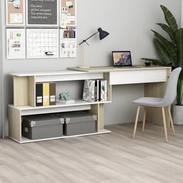 vidaXL Hoekbureau 200x50x76 cm bewerkt hout wit en sonoma, Huis en Inrichting, Verzenden, Nieuw
