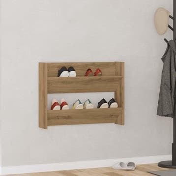 vidaXL Wandschoenenkast 80x18x60 cm bewerkt hout artisanaal, Verzenden, Nieuw