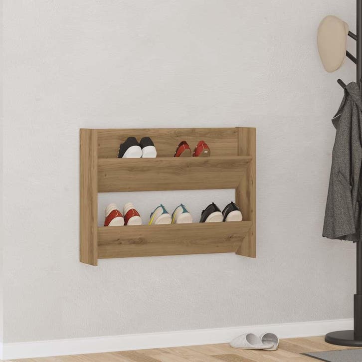 vidaXL Wandschoenenkast 80x18x60 cm bewerkt hout artisanaal, Huis en Inrichting, Kasten | Schoenenkasten, Nieuw, Verzenden