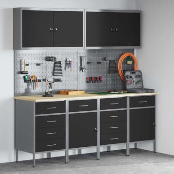 vidaXL Werk Cabinet met lade 10 st Zwart Engineered hout en, Verzenden, Nieuw