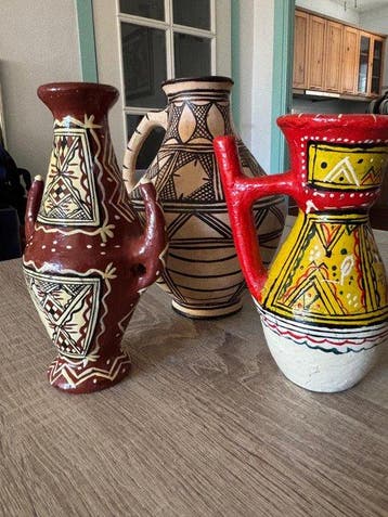 Kruik (3) - tribaal - Terracotta - Noord-Afrikaan