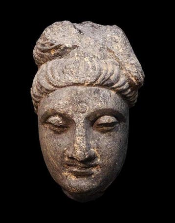 Gandhara - Buddha-hoofd in schist - 2e/3e eeuw na Chr.