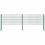 vidaXL Schuttingpaneel met palen ijzer 349x80 cm groen, Verzenden, Nieuw