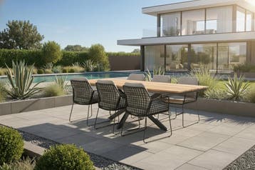 Taste by 4 Seasons Rhodos tuinset met Minerva tuintafel teak, Nieuw