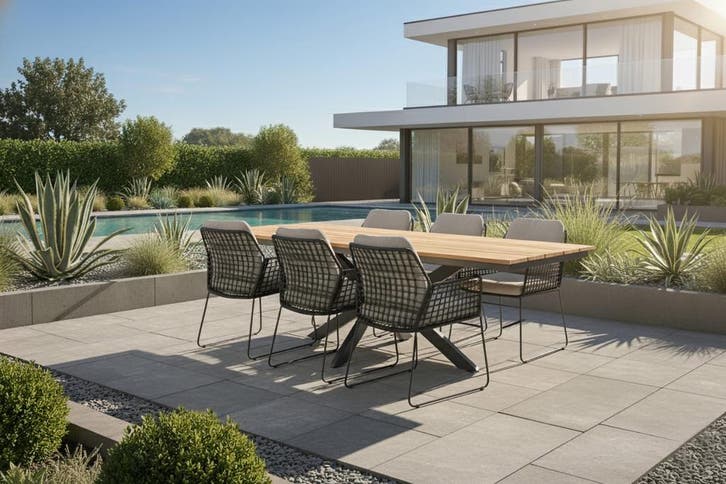 Taste by 4 Seasons Rhodos tuinset met Minerva tuintafel teak, Tuin en Terras, Tuinsets en Loungesets