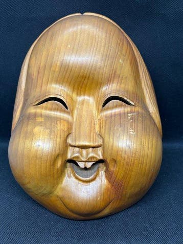 Noh masker - Hout, Japanse houten, gebeeldhouwd Kyogen/Noh, Antiek en Kunst