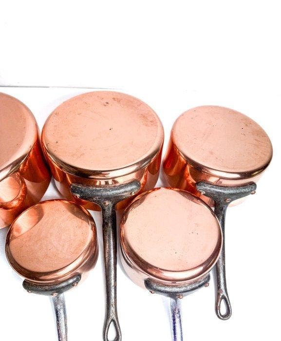 Lecellier Villedieu - Kookpottenset - Koper, Antiquités & Art, Antiquités | Ustensiles de cuisine