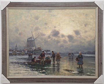 Johann Jungblut (1860 - 1912) NO RESERVE - Dutch peasants on