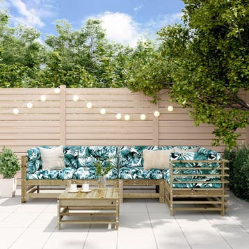 vidaXL 6-delige Loungeset met kussens geïmpregneerd, Verzenden, Loungeset