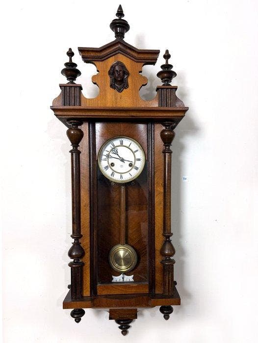 Wandklok - Junghans - Antiek - Walnoot - 1910-1920, Antiek en Kunst, Antiek | Klokken