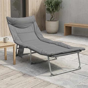 vidaXL Opvouwbare zonnebed met kussen Antracietkleurig, Tuin en Terras, Verzenden, Nieuw