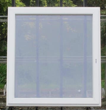 pvc raam , chassis 125 x 135 wit / zwartbruin ral 8022, 75 tot 150 cm, Kunststof, Raamkozijn, Nieuw