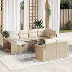 vidaXL 11-delige Tuinset met kussens poly rattan beige, Verzenden, Tuinset