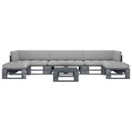 vidaXL 6-delige Loungeset pallet met kussens grijs, Verzenden, Loungeset