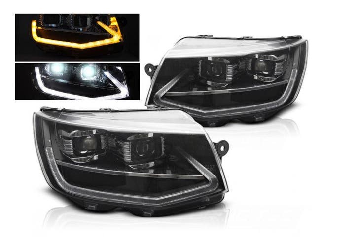 FULL LED tube koplampen Black dynamisch knipperlicht, Auto-onderdelen, Verlichting, Nieuw, Volkswagen, Verzenden