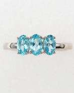 Topaas - Zilver, LAstre de lAzur – Ring Blauwe Topaas –