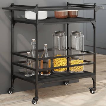 vidaXL Keukentrolley 82x40x78,5 cm bewerkt hout zwart, Verzenden